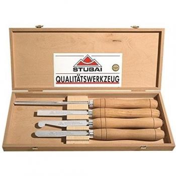 Stubai 709404 - Formón para madera trasversal en estuche de madera, HSS, 4-tlg