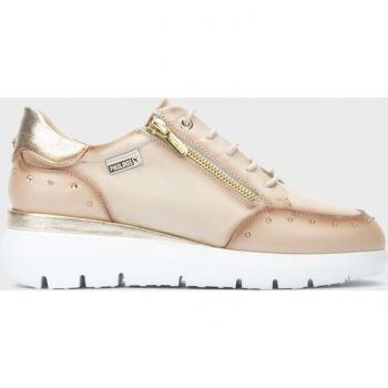 Pikolinos - Zapatillas urbanas de piel para mujer con suela extraligera, plantilla acolchada Memory Foam y tachuelas en color blanco/beige, modelo Rueda W2A-6596CPC1
