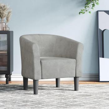 Sillón de terciopelo vidaXL en gris claro, gris oscuro y negro - Sillón cómodo para dormitorio y sala de estar, ideal para relajarse