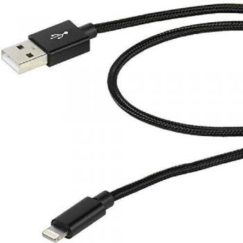 Vivanco 38307 Cable de Datos USB-A a Lightning, 2m, Carga Rápida,Certificación Apple MFi - Nylon Trenzado, Negro
