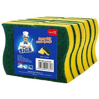 MR.SIGA Esponja resistente para fregar, paquete de 12, tamaño: 11 x 7 x 3 cm, 4.3 x 2.8 x 1.2 pulgadas