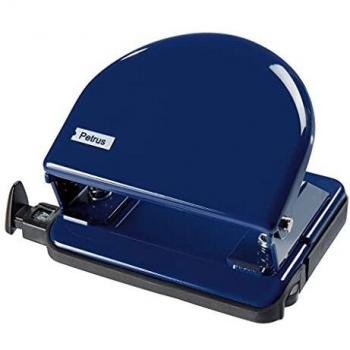 Petrus Perforadora clásica metálica, 20 hojas, Azul, 52, 33744