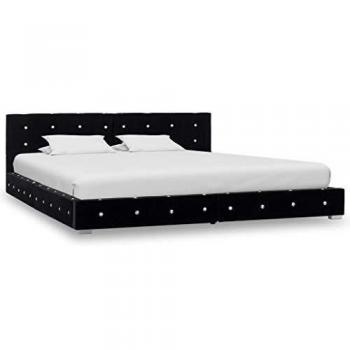 vidaXL Cama Matrimonio Estructura + Colchón Viscoelástico + Somier Láminas Cabecero Tapizada Terciopelo 180x200 cm Contrachapado MDF Patas Acero Negra