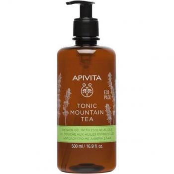Apivita Tonic Mountain Tea Shower Gel with Essential Oils - Ecopack, 500 ml, toning shower gel, gently cleanses & revitalizes, contains mountain tea and propolis