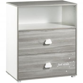 Commode a Langer Smile Chêne Silex con 2 Tiroirs y 1 Niche en Madera