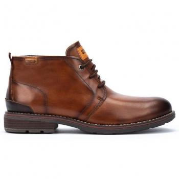 Pikolinos York Men's Leather Ankle Boots with Laces and Removable Insole in Light Brown