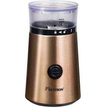 Molinillo de café eléctrico Bestron Copper Collection ATS1000CO, 150 W, capacidad 50g, cuchilla de acero inoxidable, color cobre