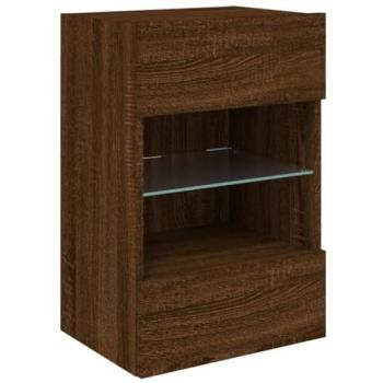 Mueble TV Multimedia de Pared con Luces LED RGB - Roble - 2 Compartimentos - 40 x 30 x 60,5 cm - Marrón