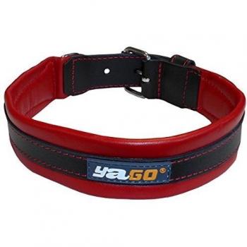 Collar de cuero bicolor suave y ajustable YAGO para perros grandes, talla L 43-52 cm
