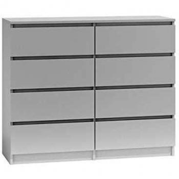 Cómoda Contemporánea Milán 40x120x97 con 8 Cajones Deslizantes para Dormitorio/Salón/Oficina
