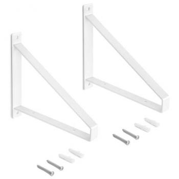 Juego de soportes triangulares para estante de madera, acero pintado blanco