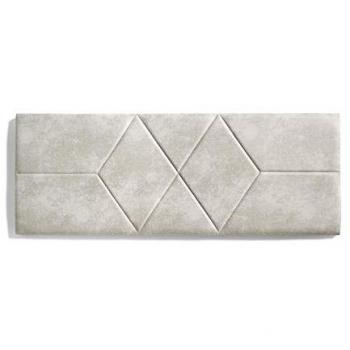 Cabecero de Cama 140 cm Dos Rombos Tela Antimanchas Efecto Granito Blanco Roto con Acolchado y Refuerzo Trasero 152x57x5cm