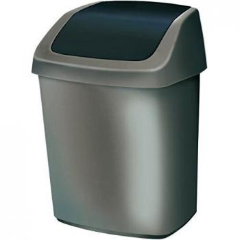 Cubeta de Basura Curver Swing-Top 10L Plástico Antracita y Plata