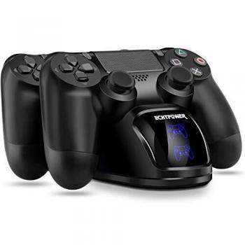 Cargador PS4 ECHTPower DualShock 4 Estación de Carga Soporte de Energía para Sony Playstation PS4 / Slim/Pro Controlador Inalámbrico con Cable de Carga y Elegantes LED