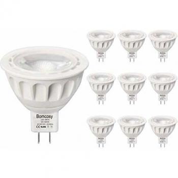 Bombillas LED GU5.3, Bomcosy MR16 LED 5W Lámparas Halógenas Equivalentes a 50W, LED 12v MR16, Blanco Frio 6000K, Bombillas led 420LM, LED GU5.3 36°Luz, 10 Pack
