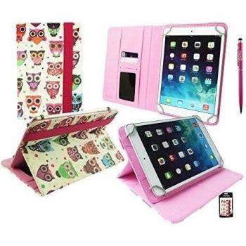 Emartbuy® iRULU WalknBook 2Mini 7 Pulgada Tableta PC Universal Multicolor Búhos Ángulo Múltiples Ejecutivo Folio Funda Carcasa Wallet Con Ranuras Para Tarjetas + Hot Rosa Doble Función Lápiz Óptico