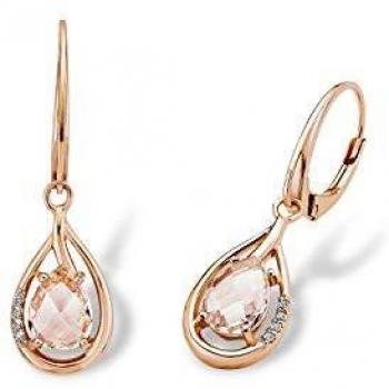 Pendientes de Plata 925 con Circonitas Sintéticas - Modelo Amor, Diseño en Forma de Gota, Rosado