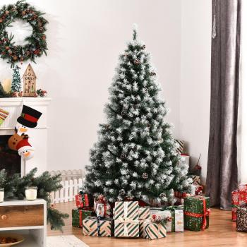 Árbol de Navidad Artificial HOMCOM con Nieve y Base Plegable