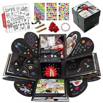 Int!rend Caja Sorpresa Explosiva con Álbum de Fotos de Bricolaje 5 Plantillas - Regalo Personalizado para Ocasiones Especiales - Cajas Originales para Regalos Amigas o Cumpleaños