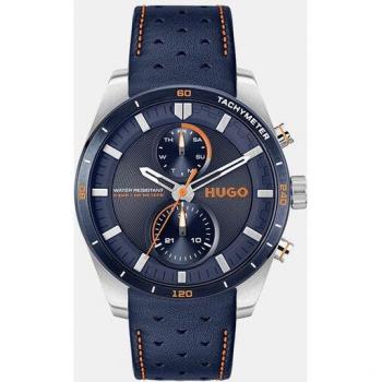 Reloj de Hombre HUGO Fast Multifunción con Correa de Piel Azul