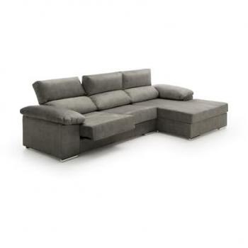 Sofá Chaise Longue Reclinable y Deslizante Melissa Alta Gama Tostado Derecha