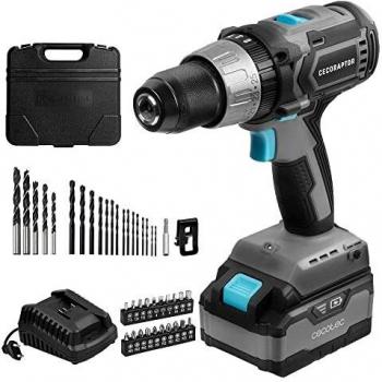Cecotec Taladro Atornillador, Perforador y Percutor de Batería CecoRaptor Perfect Drill 4020 X-Treme. Batería 20 V y 4000 mAh, Velocidad 1800 rpm, Torque máximo de 50 Nm, 25+1+1 Posiciones