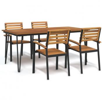 Acacia and Metal 5 Piece Garden Dining Set