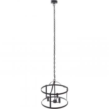 Lámpara colgante Eryk de Lucande, Ø 40 cm, color negro, material cristal y metal, diseño industrial, 3 luces (E14), adecuada para salón y comedor