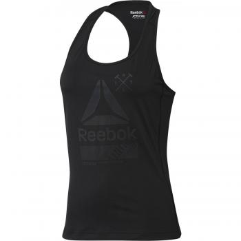 Reebok AC Graphic Tank Camiseta de Tirantes, Mujer, Negro