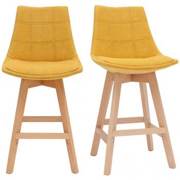 Miliboo - Taburetes de bar nórdicos tejido efecto amarillo mostaza 65 cm (lote de 2) Matilde