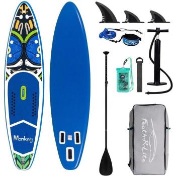 Tabla de Paddle Surf Hinchable FunWater SUPFR02E 350x84x15 cm con Accesorios, Remo Ajustable, Bomba, Mochila de Viaje y Funda Impermeable para Teléfono