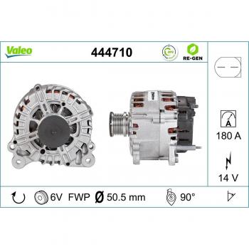 Alternador VALEO 444710 Remanufacturado Premium 14v 180a para Skoda, VW, Seat, Audi y Mercedes-Benz