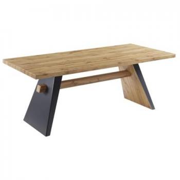 Mesa de comedor 8 comensales MDF - Natural y Antracita - MILATU