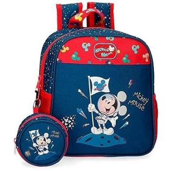 Disney Mickey on The Moon Mochila de Paseo pequeña Azul 23x25x10 cms Poliéster 5,75L