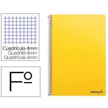 Cuaderno espiral Liderpapel folio smart Tapa blanda 80h 60gr cuadro 4mm con margen Color amarillo