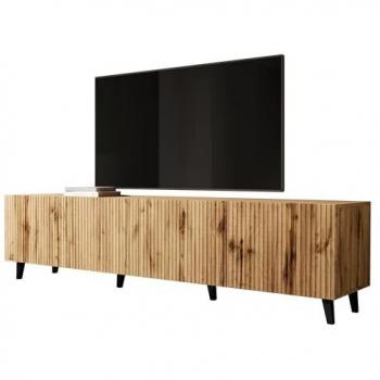 Mueble TV Charlotte J104, Wotan roble y negro, 4 puertas, 201x53x42cm