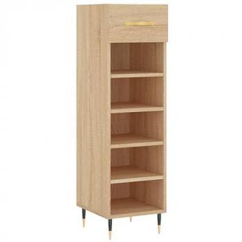 Zapatero de madera de ingeniería roble Sonoma 30x35x105 cm Marrón