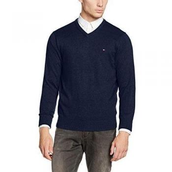 Tommy Hiliger Pima Ctn Cashmere V-NK CF, Jersey para Hombre, Navy Blazer Htr, LG