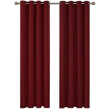 Deconovo Cortina para Habitación Opaca y Tétmica Aislante con Ojales para la Cocina 2 Piezas 140 x 260 cm Rojo
