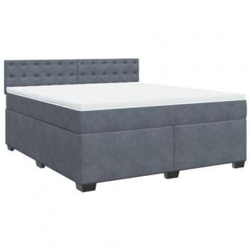 Cama Box Spring con colchón de terciopelo gris oscuro 180x200 cm