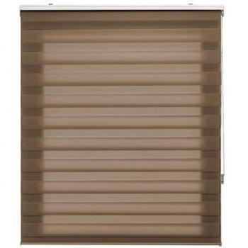 Blindecor LIRA - Estor enrollable de doble capa Noche y Día, Marrón, 100 x 250 cm, ancho x largo