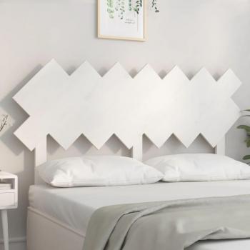 Cabecero para cama blanca de madera maciza de pino 151,5x3x81 cm