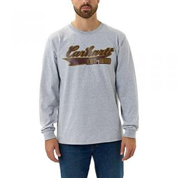 Camiseta de Manga Larga Carhartt Relaxed Fit Heavyweight Script Graphic para Hombre, Gris, Talla L