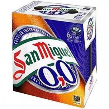 San Miguel 0,0 - Cerveza Pilsen Dorada Sin Alcohol, Lote de 6 Botellas de 25 cl - Total: 1.5 Litros