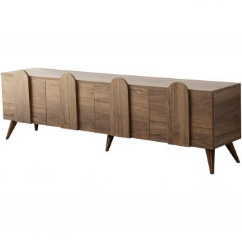 Mueble Contenedor de Madera Roble Oscuro con 4 Puertas Batientes (180 x 50 x 35 cm)