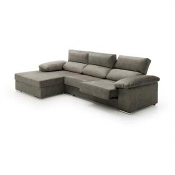 Sofá Chaise Longue Reclinable y Deslizante Alta Gama Tostado Izquierda Melissa
