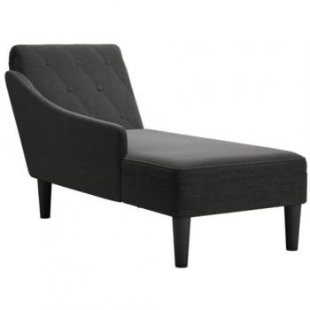 Tumbona con almohada y reposabrazo derecho tela negro