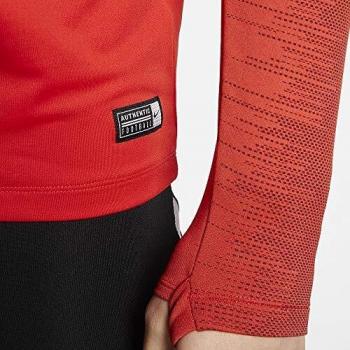NIKE ATM M Nk Dry Strk Dril Top Long Sleeve, Hombre, Challenge Red/Challenge Red/Black/Black, S