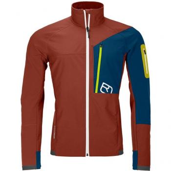 Chaqueta Softshell Ortovox Berrino para Hombre, color naranja arcilla, características: material resistente al viento y agua, transpirabilidad alta, diseño ergonómico, capucha ajustable, múltiples bolsillos funcionales