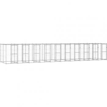 vidaXL Outdoor Dog Kennel Galvanised Steel with Roof 24.2 m²